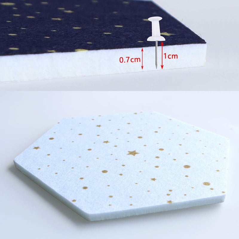 Uoisaiko Felt Hexagon Bulletin Board with 20 Push Pins, Pack of 8 Notice Boards for Home Office Kitchen, Push Pin Board Felt Wall Tiles for Photos Memos - Image 5
